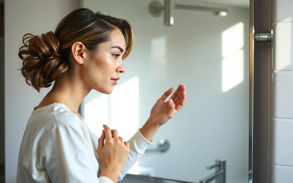 Woman following skincare routine