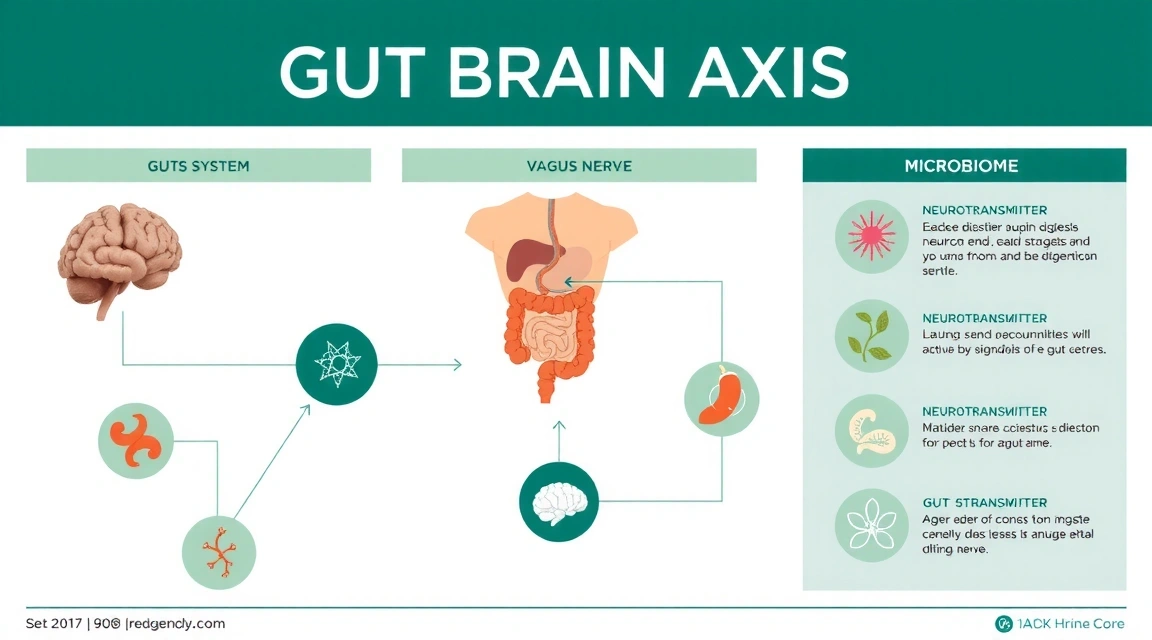 Diagram showing the gut-brain axis and its connection to overall health