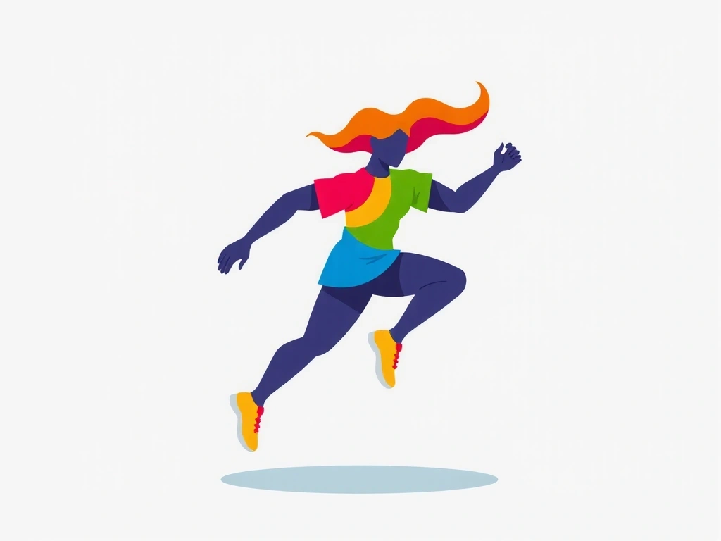 An illustration of a healthy person full of energy, with bright colors and dynamic lines.