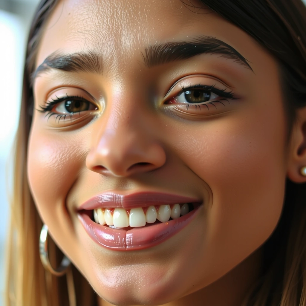 A person smiling with clear, radiant skin, symbolizing visible results.