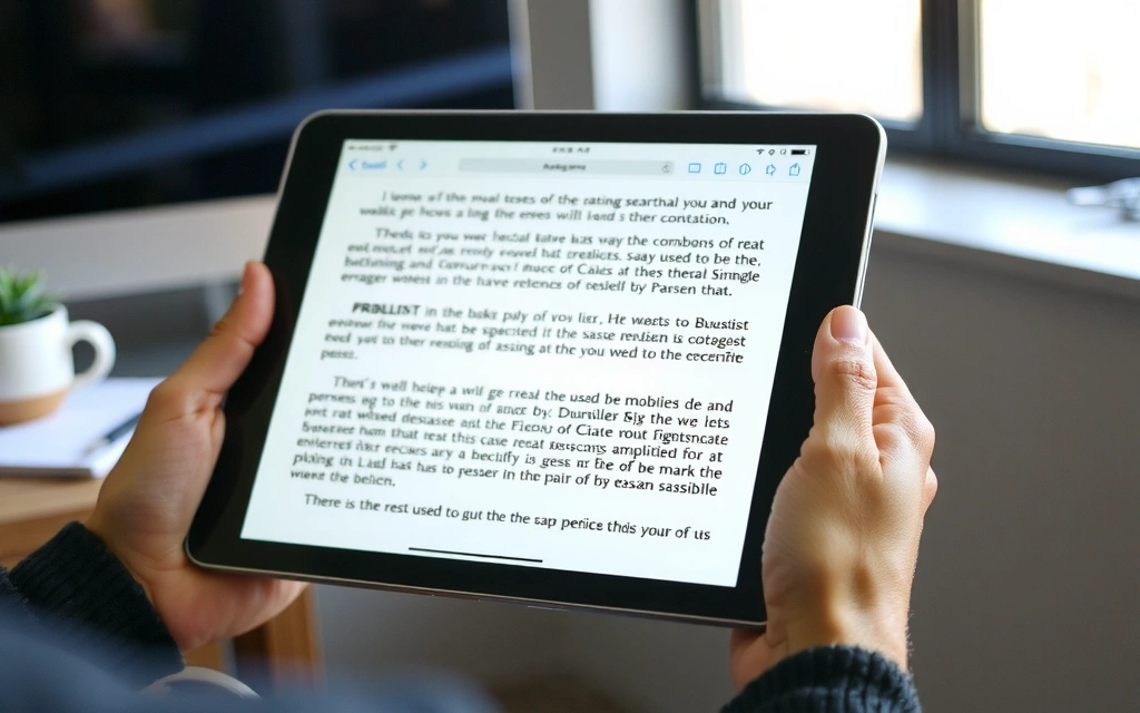 Person browsing terms and conditions on a tablet